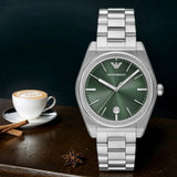  Shop Authentic Emporio Armani Frederico Analog Green Dial Silver Steel Strap Watch for Men - AR11621 - Luxxuri