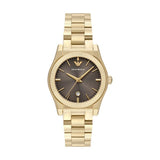 Emporio Armani Federica Brown Dial Gold Steel Strap Watch for Women - AR11700