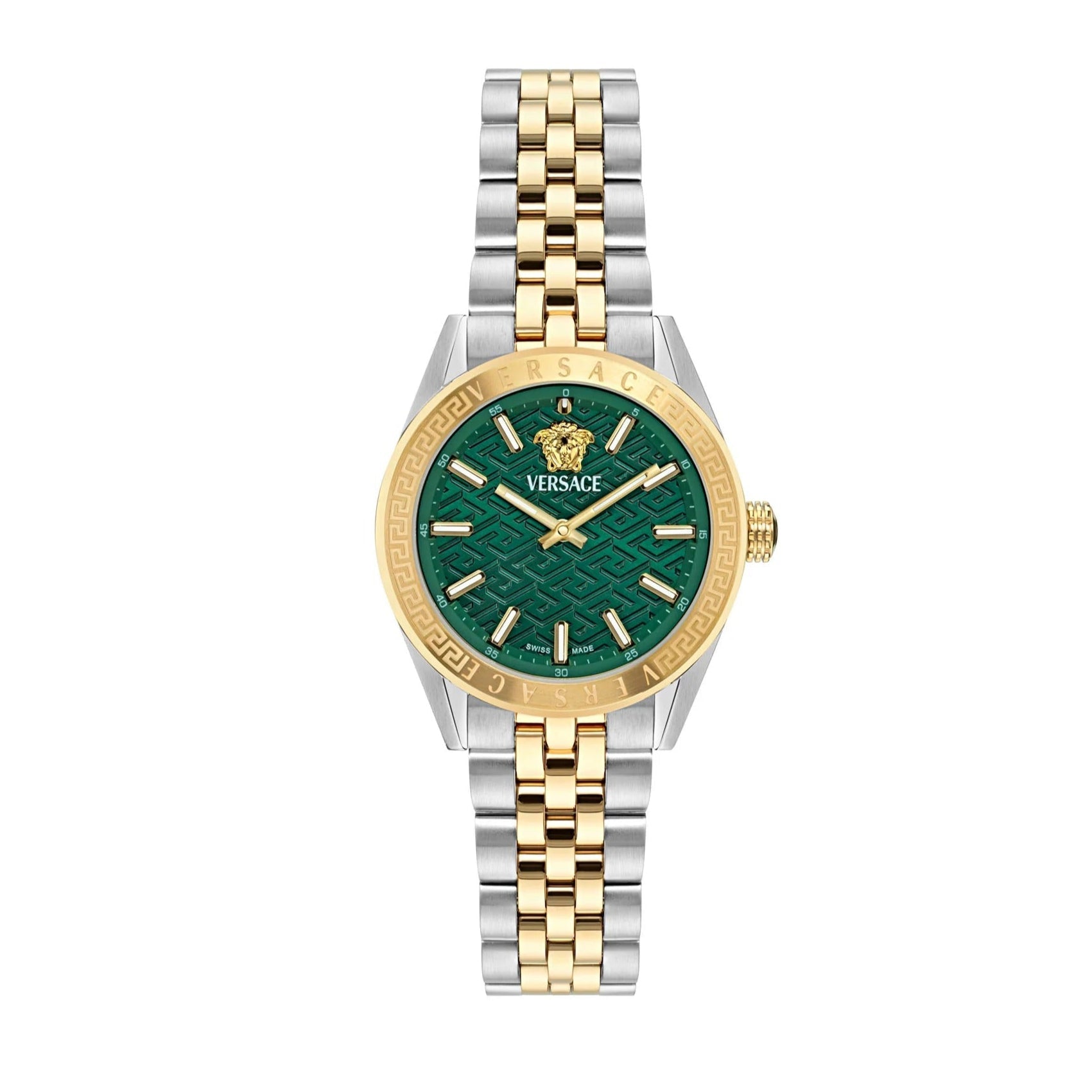  Shop Authentic Versace V-Code Analog Green Dial Two Tone Steel Strap Watch for Women - VE8I00424 - Luxxuri