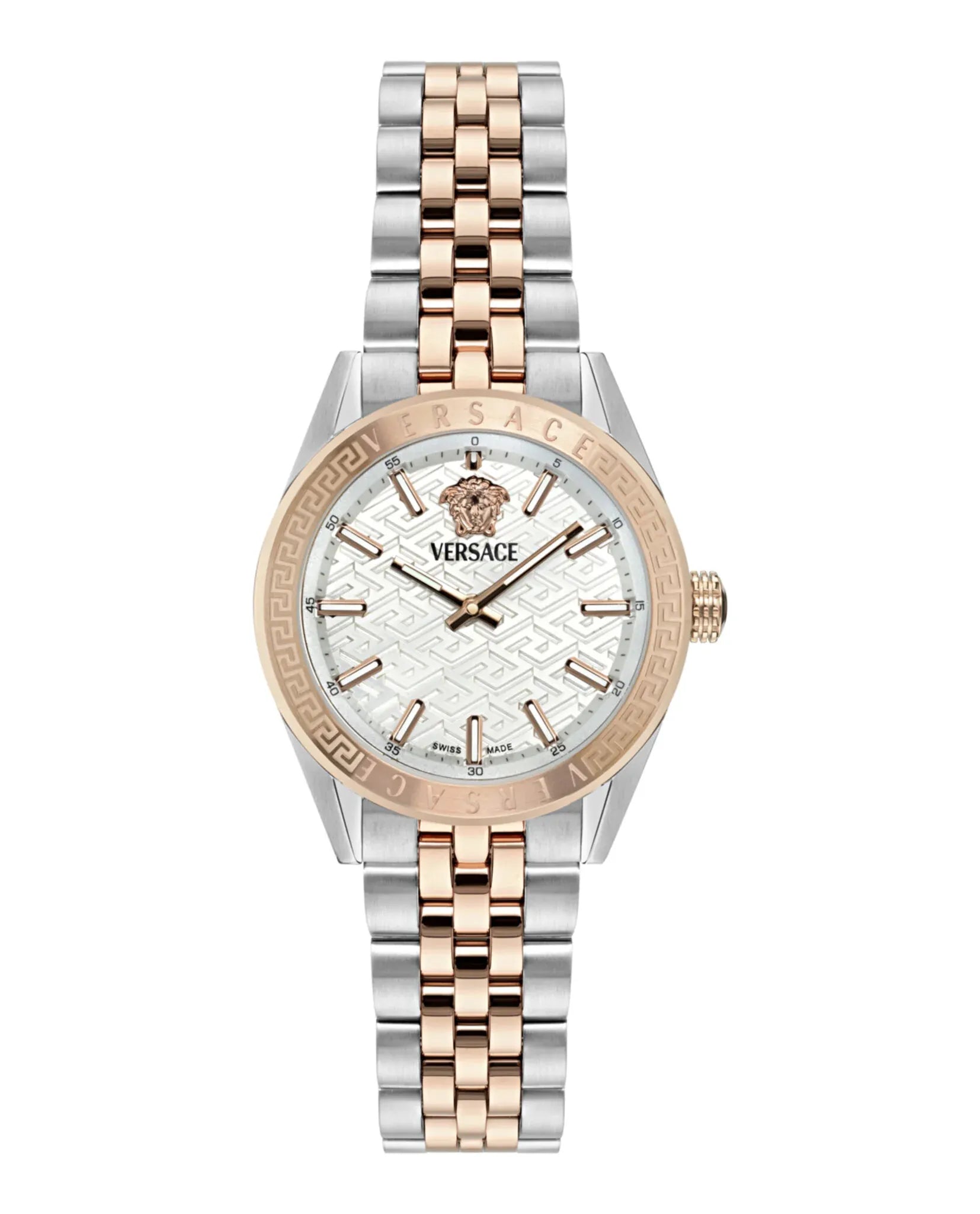  Shop Authentic Versace V-Code Analog White Dial Two Tone Steel Strap Watch for Women - VE8I00624 - Luxxuri