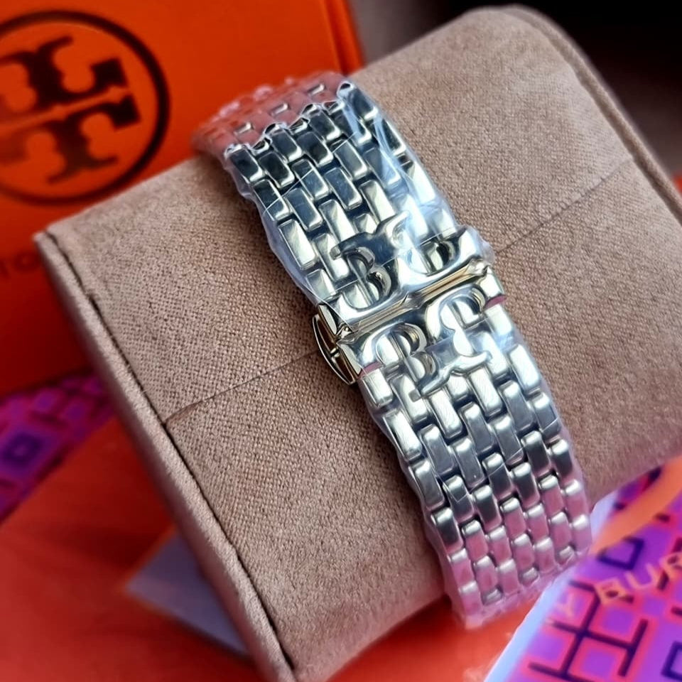 Tory Burch Eleanor Mother of Pearl Pink Dial Gold Steel Strap Watch for Women - TBW1077