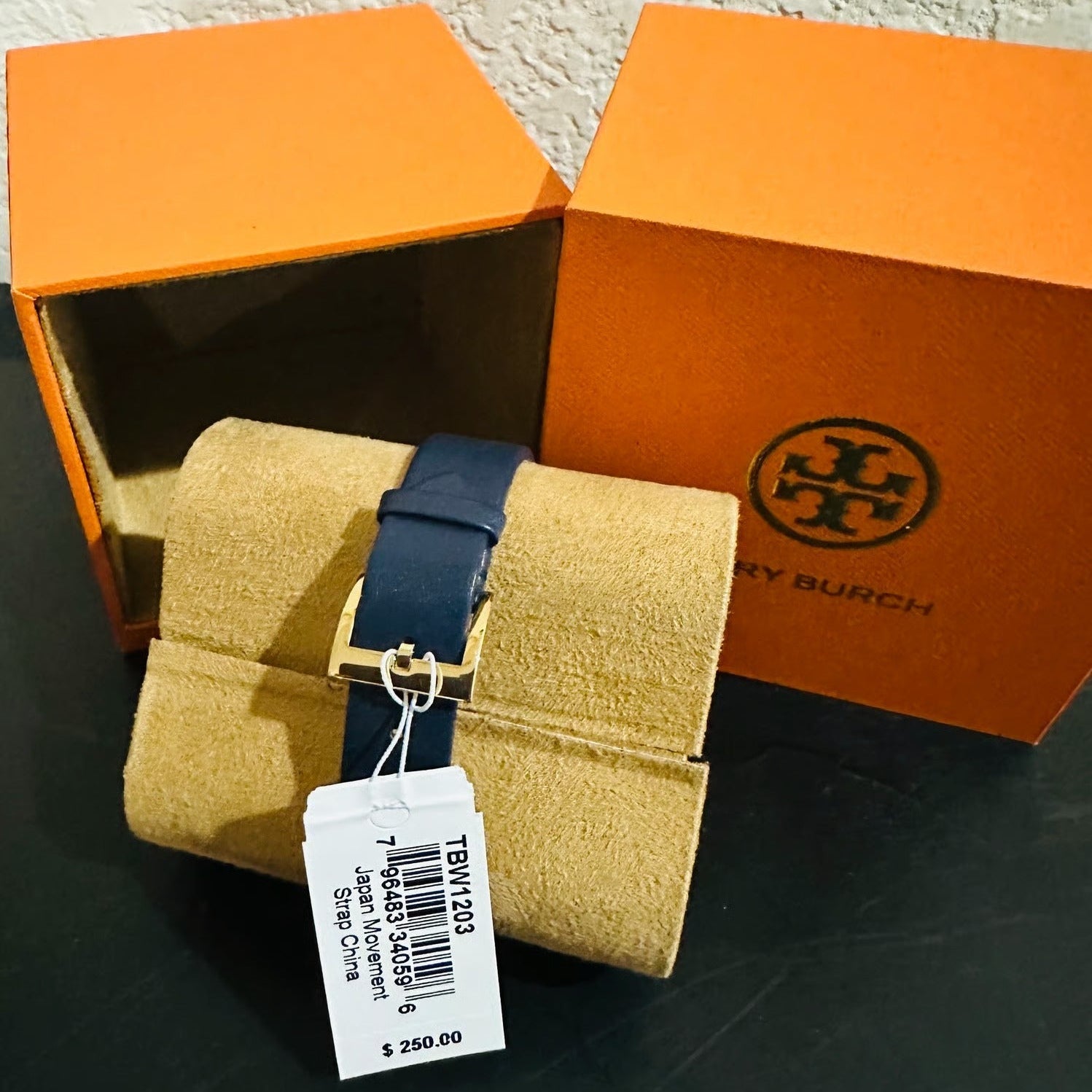Tory Burch Collins Quartz Blue Dial Blue Leather Strap Watch for Women - TBW1203