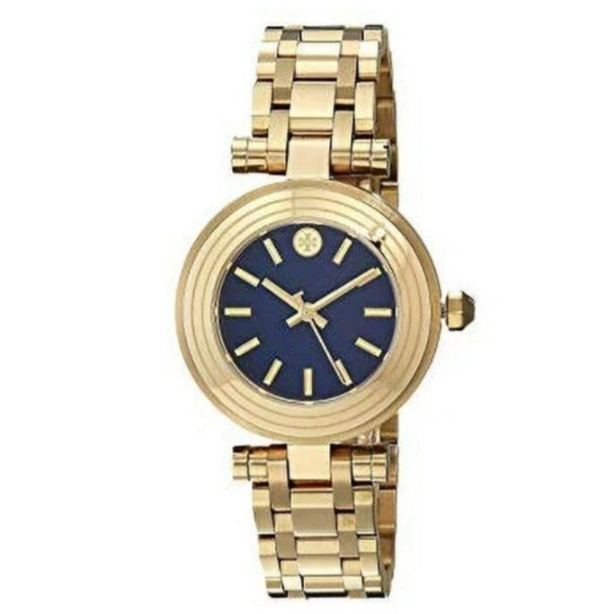 Tory Burch Classic T Black Dial Gold Steel Strap Watch for Women - TBW9010