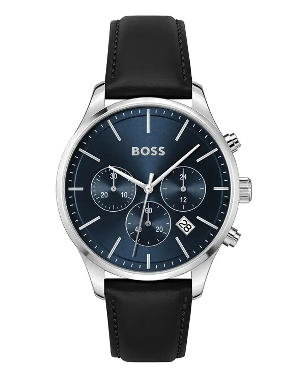  Shop Authentic Hugo Boss Avery Chronograph Blue Dial Black Leather Strap Watch for Men - 1514156 - Luxxuri