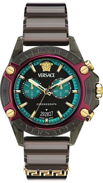  Shop Authentic Versace Icon Active Chronograph Black Dial Black Rubber Strap Unisex Watch - VE8P00224 - Luxxuri