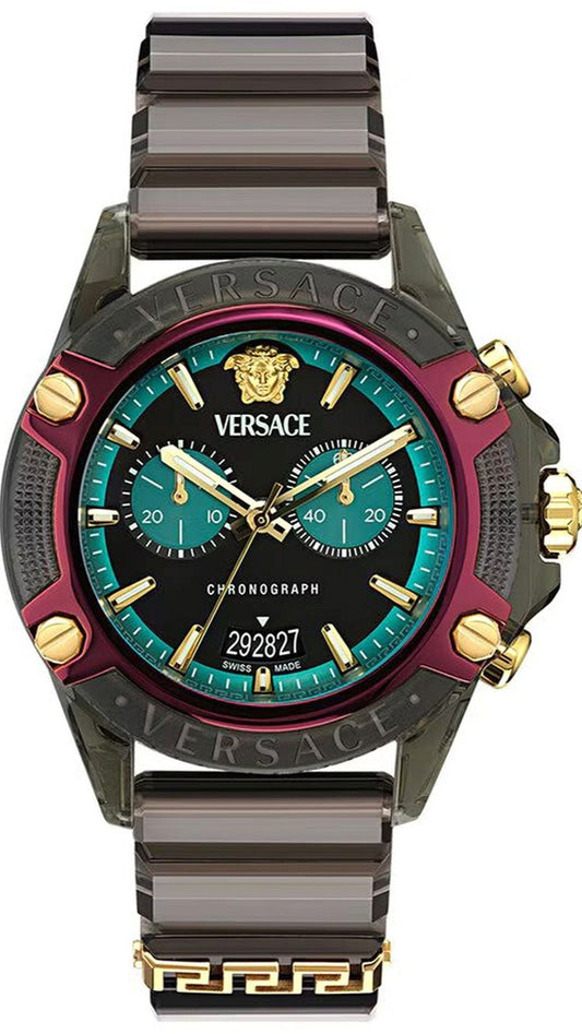  Shop Authentic Versace Icon Active Chronograph Black Dial Black Rubber Strap Unisex Watch - VE8P00224 - Luxxuri