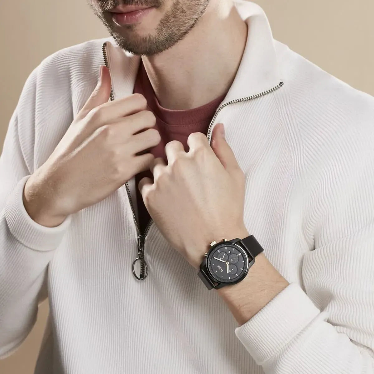  Shop Authentic Hugo Boss Trace Chronograph Black Dial Black Leather Strap Watch for Men - 1514003 - Luxxuri