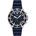  Shop Authentic Emporio Armani World Explorer Chronograph Blue Dial Blue Silicone Strap Watch for Men - AR11696 - Luxxuri