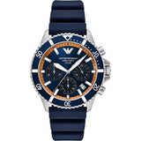  Shop Authentic Emporio Armani World Explorer Chronograph Blue Dial Blue Silicone Strap Watch for Men - AR11696 - Luxxuri