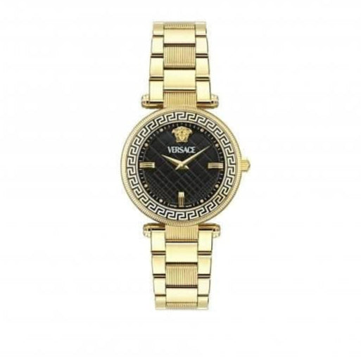 Versace Reve Analog Black Dial Gold Steel Strap Watch for Women - VE8B00624