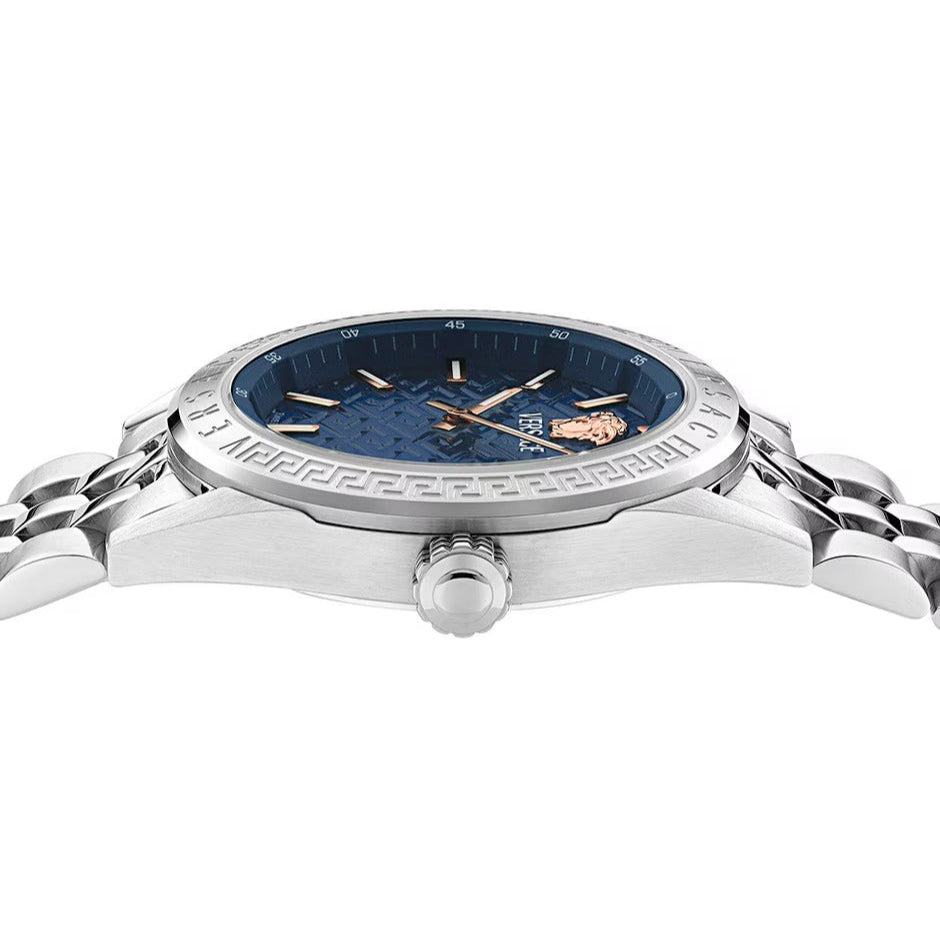  Shop Authentic Versace V-Code Analog Blue Dial Silver Steel Strap Watch for Women - VE8I00324 - Luxxuri