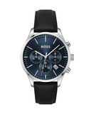  Shop Authentic Hugo Boss Avery Chronograph Blue Dial Black Leather Strap Watch for Men - 1514156 - Luxxuri