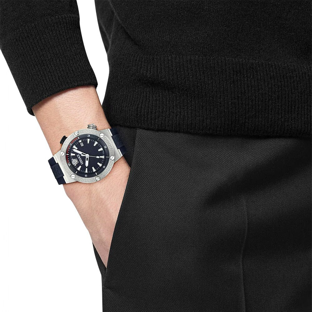  Shop Authentic Versace Greca Diver Quartz Blue Dial Blue Rubber Strap Watch for Men - VE8G00124 - Luxxuri