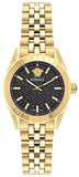  Shop Authentic Versace V-Code Quartz Black Dial Gold Steel Strap Watch for Women - VE8I00724 - Luxxuri