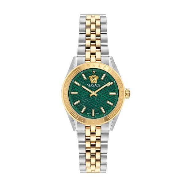  Shop Authentic Versace V-Code Analog Green Dial Two Tone Steel Strap Watch for Women - VE8I00424 - Luxxuri