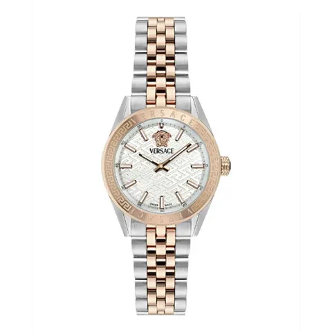  Shop Authentic Versace V-Code Analog White Dial Two Tone Steel Strap Watch for Women - VE8I00624 - Luxxuri