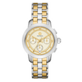 Tory Burch The Tory Chronograph White Dial Two Tone Steel Strap Watch for Women - TBW1052