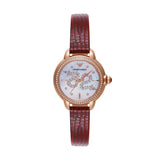 Emporio Armani Mia Mother of Pearl Dial Red Leather Strap Watch for Women - AR11646
