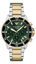  Shop Authentic Emporio Armani World Explorer Chronograph Green Dial Two Tone Steel Strap Watch for Men - AR11695 - Luxxuri