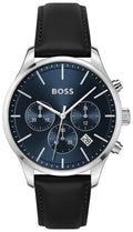  Shop Authentic Hugo Boss Avery Chronograph Blue Dial Black Leather Strap Watch for Men - 1514156 - Luxxuri