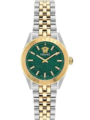  Shop Authentic Versace V-Code Analog Green Dial Two Tone Steel Strap Watch for Women - VE8I00424 - Luxxuri