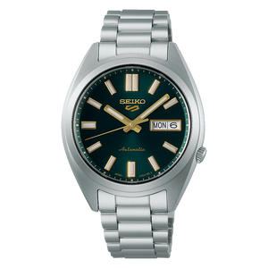 Seiko 5 Sports Automatic Green Dial Silver Steel Strap Watch for Men - SRPL57K1