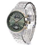 Hugo Boss Skytraveller Chronograph Green Dial Silver Steel Strap Watch for Men - 1514195