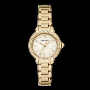 Emporio Armani Mia Crystals Gold Dial Gold Steel Strap Watch for Women - AR11609