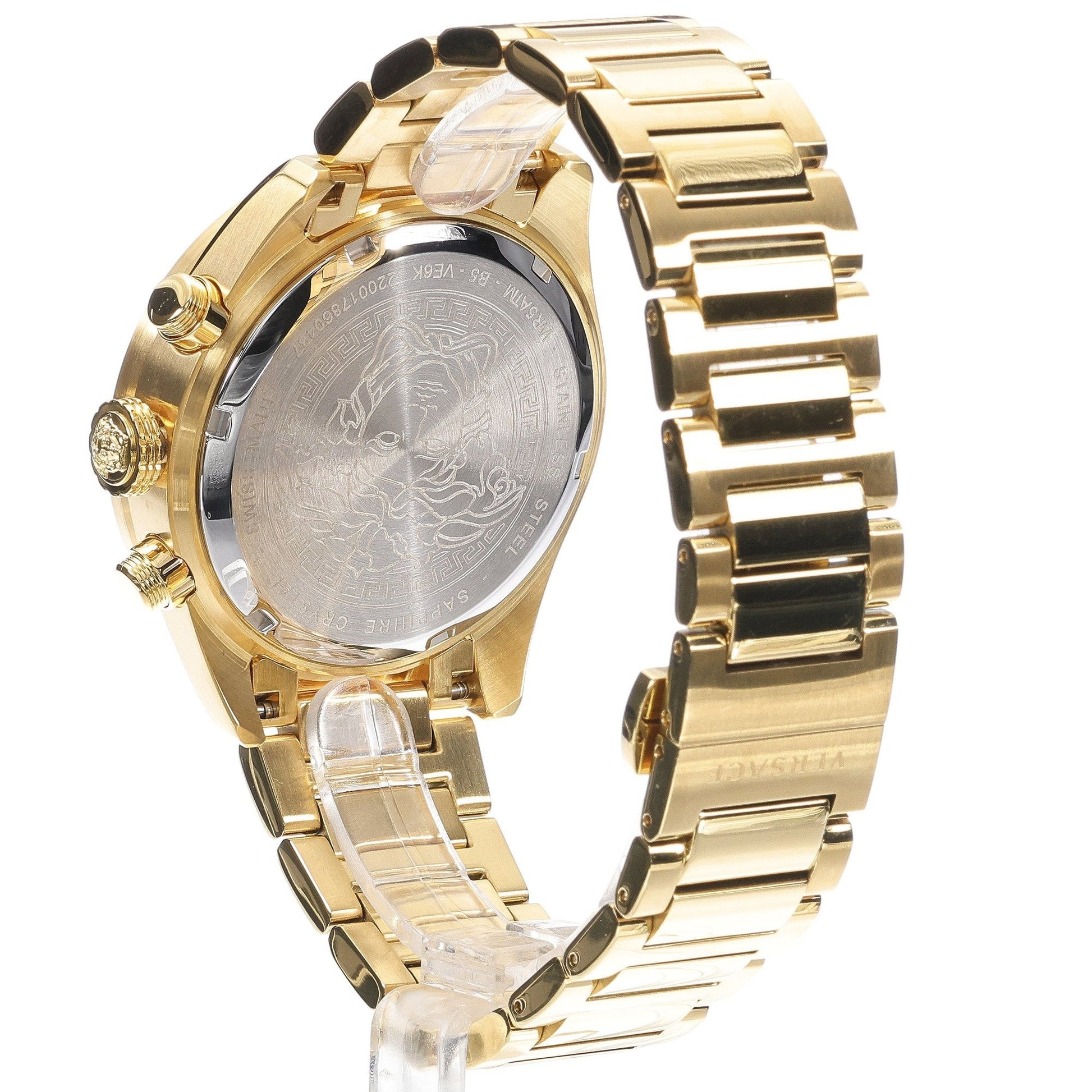  Shop Authentic Versace Greca Dome Chronograph Black Dial Gold Steel Strap Watch for Men - VE6K00523 - Luxxuri