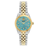  Shop Authentic Versace V-Code Analog Turquoise Dial Two Tone Steel Strap Watch for Women - VE8I00524 - Luxxuri