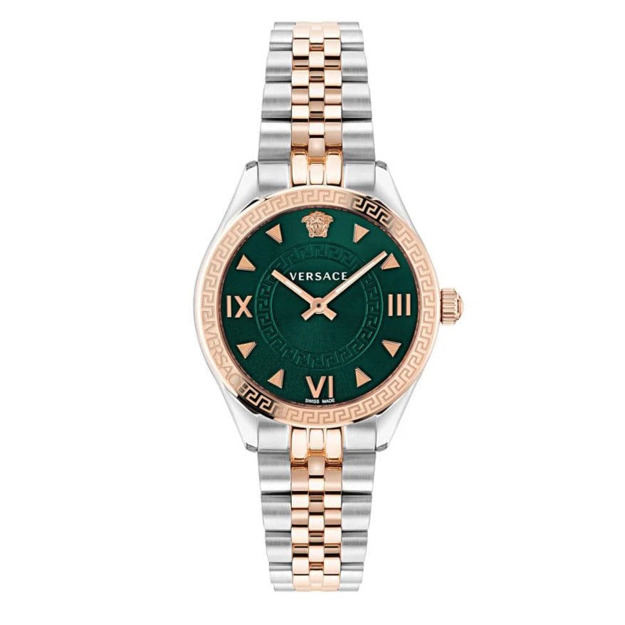 Versace Hellenyium Quartz Green Dial Two Tone Steel Strap Watch for Women - VE2S00422