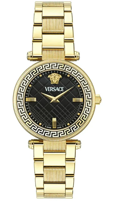  Shop Authentic Versace Reve Analog Black Dial Gold Steel Strap Watch for Women - VE8B00624 - Luxxuri