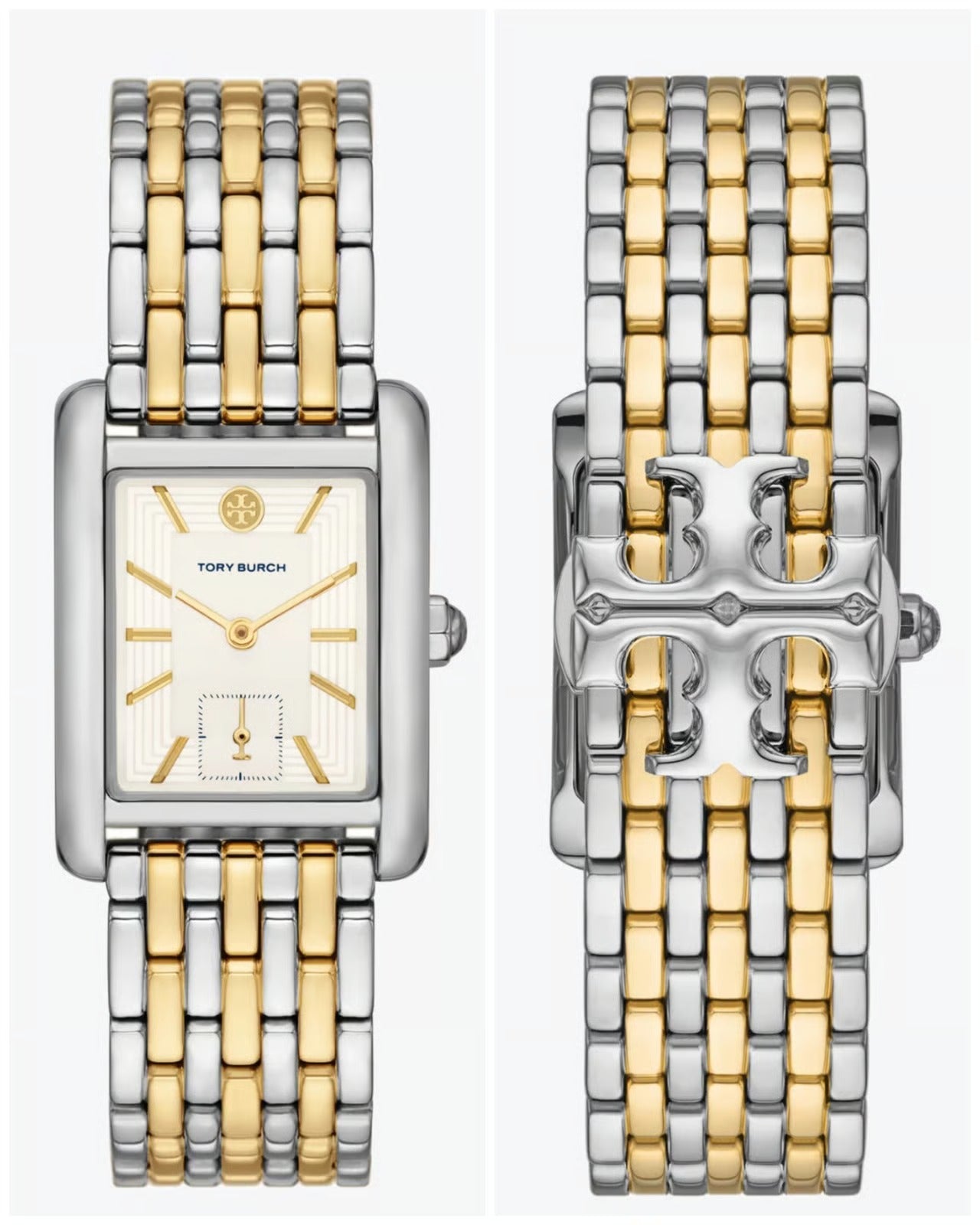 Tory Burch Eleanor White Dial Two Tone Steel Strap Watch for Women - TBW1070