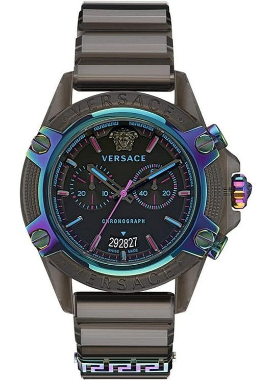  Shop Authentic Versace Icon Active Chronograph Black Dial Grey Silicone Strap Watch for Men - VEZ701022 - Luxxuri