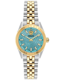  Shop Authentic Versace V-Code Analog Turquoise Dial Two Tone Steel Strap Watch for Women - VE8I00524 - Luxxuri