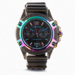  Shop Authentic Versace Icon Active Chronograph Black Dial Grey Silicone Strap Watch for Men - VEZ701022 - Luxxuri
