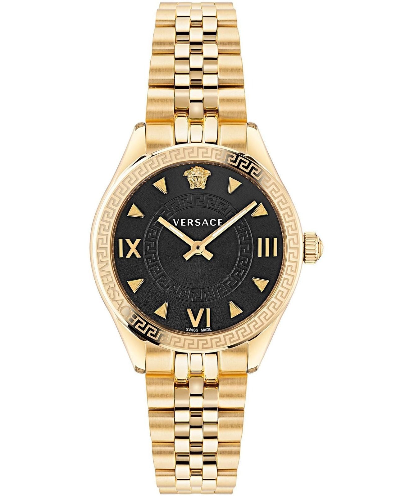  Shop Authentic Versace Hellenyium Quartz Black Dial Gold Steel Strap Watch for Women - VE2S00622 - Luxxuri