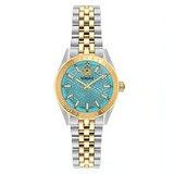  Shop Authentic Versace V-Code Analog Turquoise Dial Two Tone Steel Strap Watch for Women - VE8I00524 - Luxxuri