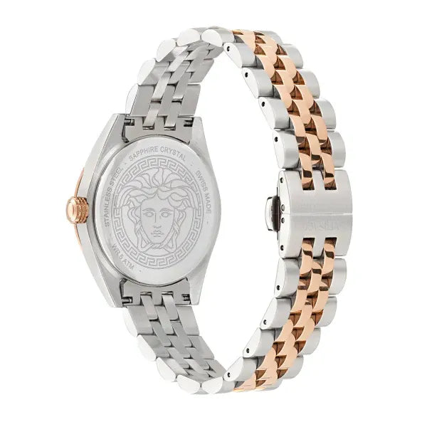  Shop Authentic Versace V-Code Analog White Dial Two Tone Steel Strap Watch for Women - VE8I00624 - Luxxuri