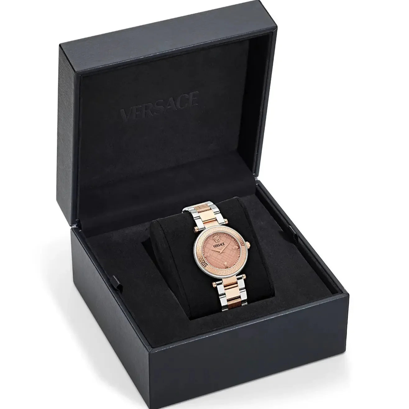  Shop Authentic Versace Reve Analog Rose Gold Dial Two Tone Steel Strap Watch for Women - VE8B00424 - Luxxuri