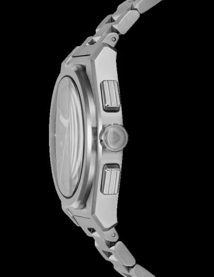  Shop Authentic Emporio Armani Federico Chronograph Green Dial Silver Steel Strap Watch for Men - AR11640 - Luxxuri