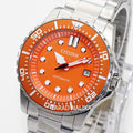 Citizen Mechanical Automatic Orange Dial Silver Steel Strap Watch for Men - NJ0128-80X