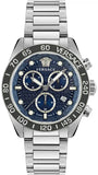  Shop Authentic Versace Greca Dome Chronograph Blue Dial Silver Steel Strap Watch for Men - VE6K00323 - Luxxuri