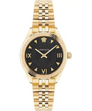 Shop Authentic Versace Hellenyium Quartz Black Dial Gold Steel Strap Watch for Women - VE2S00622 - Luxxuri