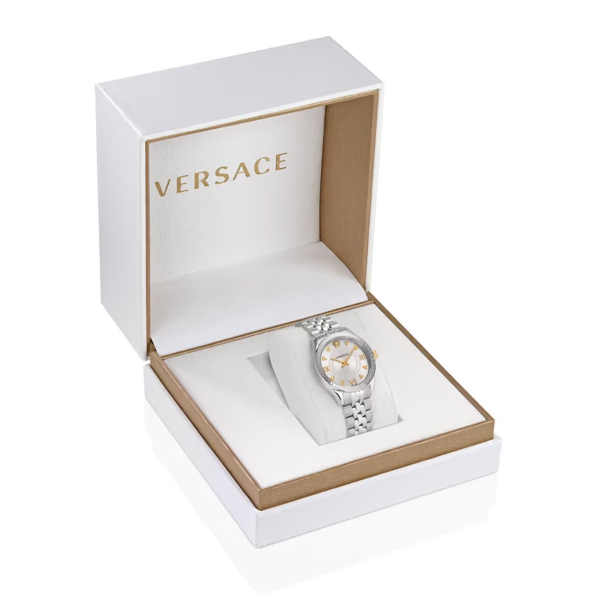  Shop Authentic Versace Hellenyium Quartz Silver Dial Silver Steel Strap Watch for Women - VE2S00322 - Luxxuri