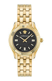  Shop Authentic Versace V-Code Quartz Black Dial Gold Steel Strap Watch for Women - VE8I00724 - Luxxuri