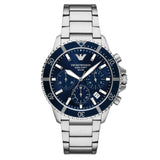  Shop Authentic Emporio Armani World Explorer Chronograph Blue Dial Silver Steel Strap Watch for Men - AR11681 - Luxxuri