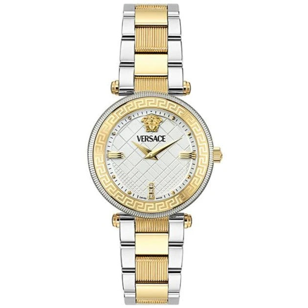  Shop Authentic Versace Reve Analog White Dial Two Tone Steel Strap Watch for Women - VE8B00724 - Luxxuri