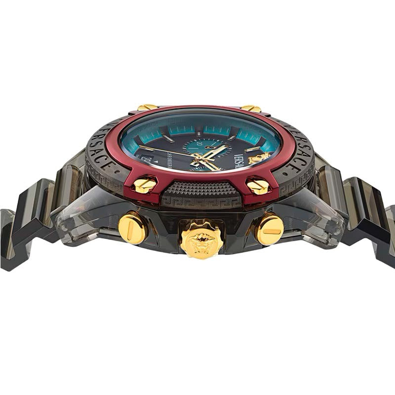  Shop Authentic Versace Icon Active Chronograph Black Dial Black Rubber Strap Unisex Watch - VE8P00224 - Luxxuri