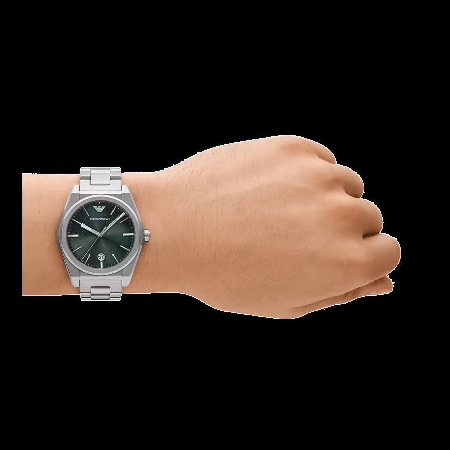  Shop Authentic Emporio Armani Frederico Analog Green Dial Silver Steel Strap Watch for Men - AR11621 - Luxxuri